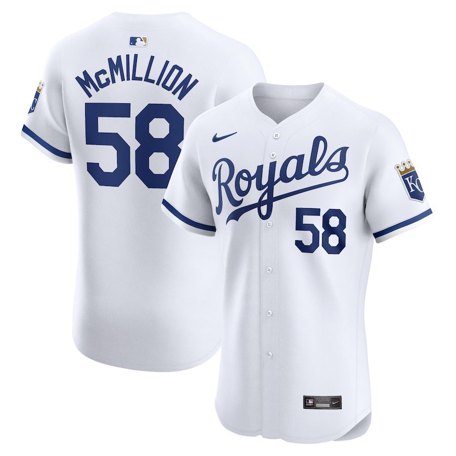 Men Kansas City Royals 58 John McMillon Nike White Home Elite Player MLB Jersey